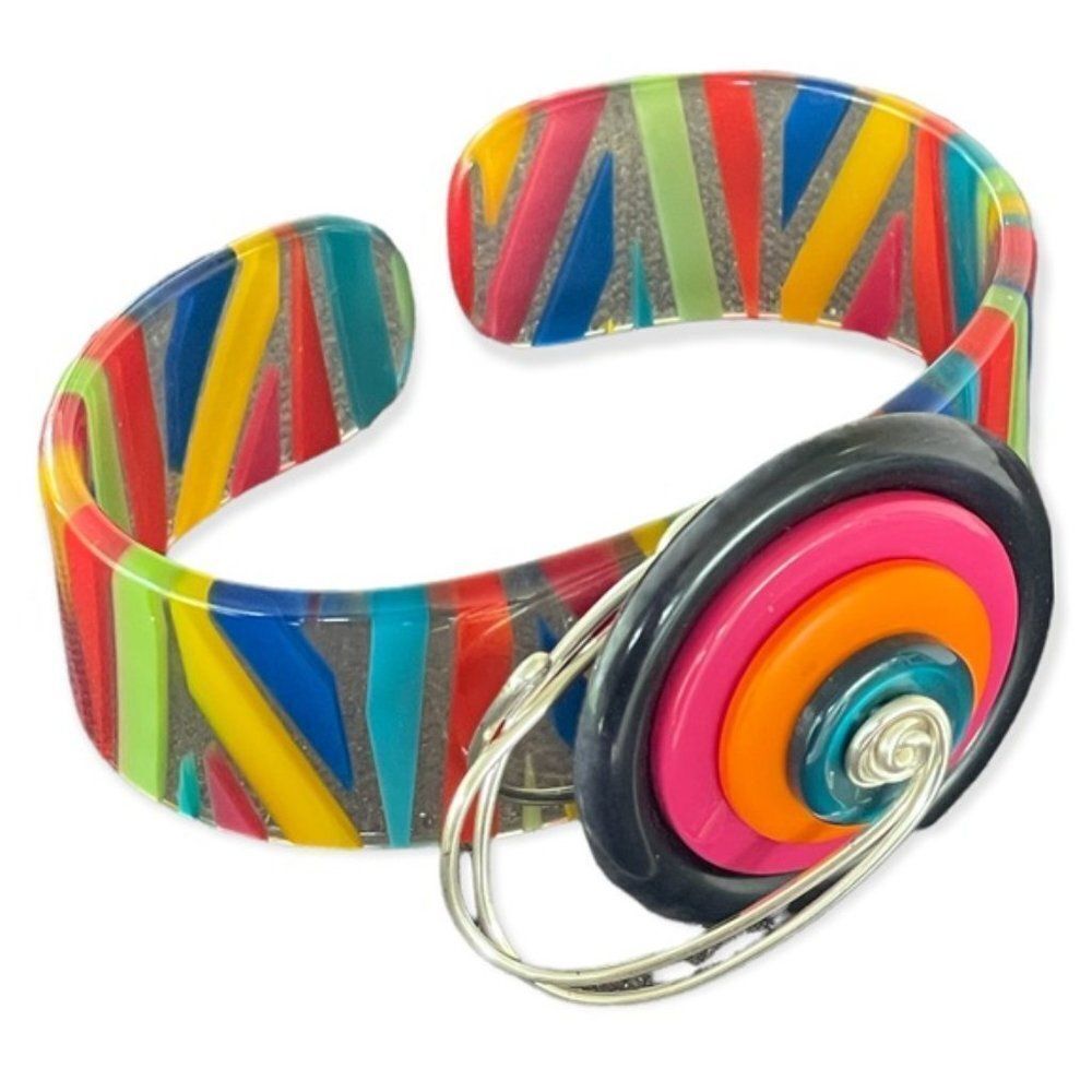 Colourful resin cuff bracelet